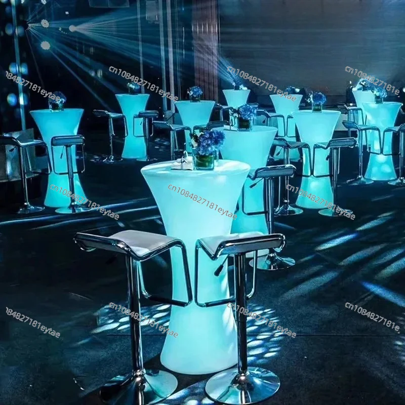 Luminous Tall Bar Table and Chair Set for Nightclub Outdoor Balcony Party Exhibition Cocktail Event