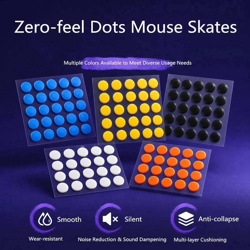Geräuschlose PTFE UPE Silent Dots Mausfüße, universelle DIY-Kontrolle, glatte, verschleißfeste universelle Speed-Gaming-Gleiter