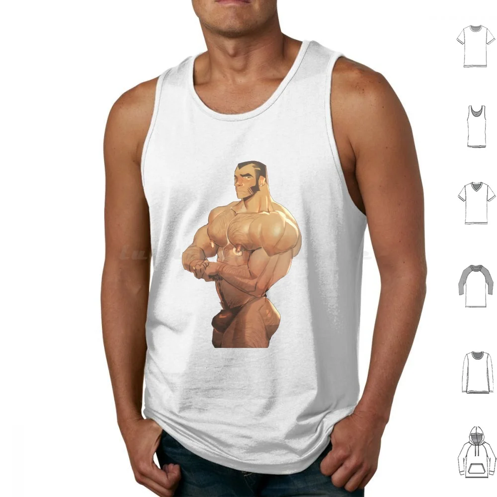 

Bara Bodybuilder Tank Tops Vest Sleeveless Barazoku Bara Bara Muscle Nsfw Six Packs Lewd Hairy Hairy Muscle Hairy Bara Tiddies