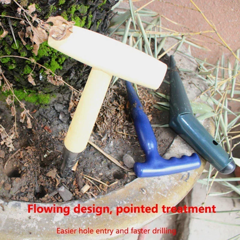 1Pcs Seeder Hole Puncher Stainless Steel Wood Handle Seedling Remover Portable Gardening Flower Planting Digging Weeding Tool