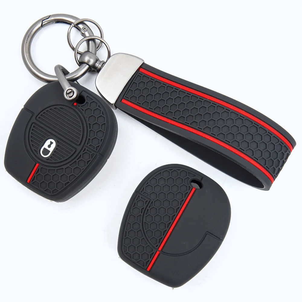 For Nissan X Trail Tino Micra Almera Primera Terrano Protective Silicone Remote Key Case Lanyard Key Ring Scratch Resistant