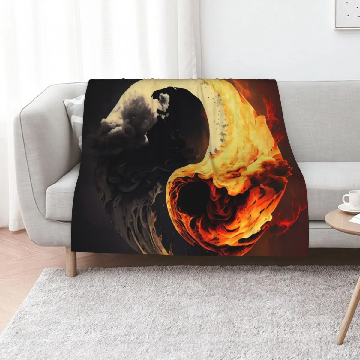 Yin Yang opposing forces Throw Blanket Furry For Decorative Sofa Thermals For Travel Bed covers Multi-Purpose Blankets