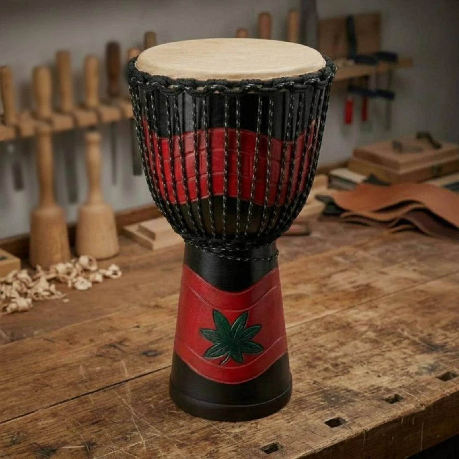 Djembe Drum Natural Drumhead Rope Tuned Goblet Drum Percussion Instrument Carved Wood Handmade for Music Teachers