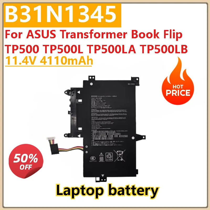 

Совершенно новый сменный аккумулятор для ноутбука 11,4 В 4110 мАч B31N1345 для ASUS Transformer Book Flip TP500 TP500L TP500LA TP500LB