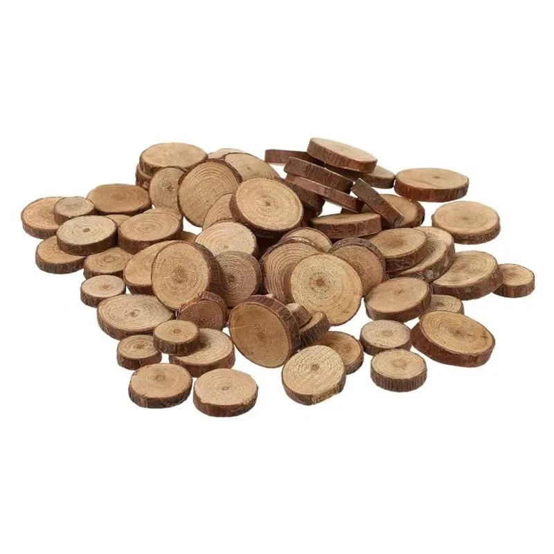 30PCS 1-3CM Unfinished Wood Slices for Centerpieces Round Wooden Discs Wood Cookies Circles for Crafts Christmas Ornaments view 2