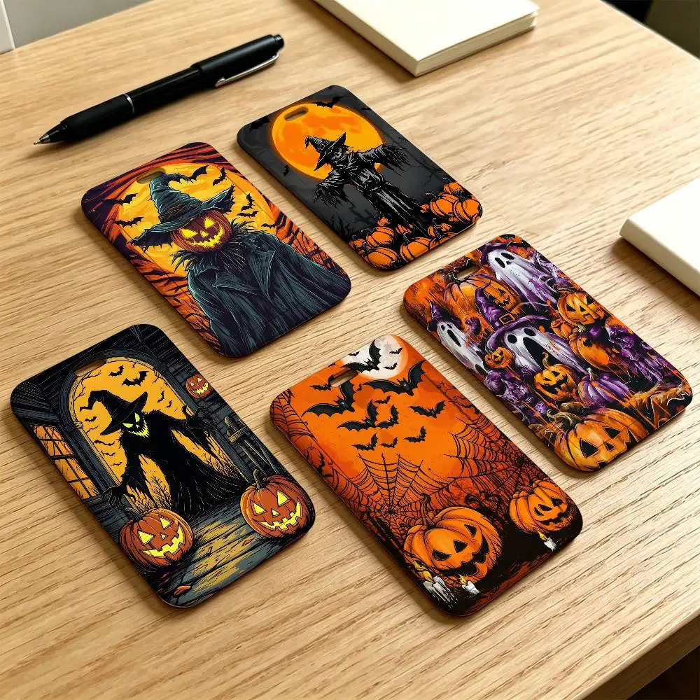 Halloween Jack-o-lantern Wizard Cartoon Lanyard Pull Back Clip Holder and Card Holder Rotating Back ID Card Family Gift