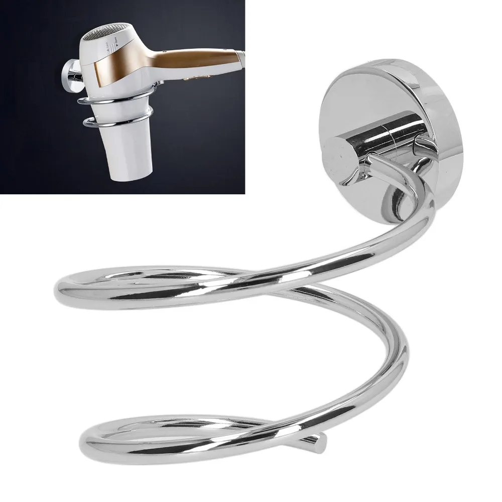 Stainless Steel Hair Dryer Rack Silver Gold Black Rust Proof Blow Hair Dryer Holder Space Saving Wall Mounted Hair Dryer Holder