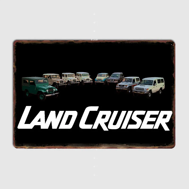 Classic Car Land Cruiser Lineup Off-Road Truck Metal Sign Poster Indoor Bedroom Decoration Room Decor Car Club Tin Home Decor