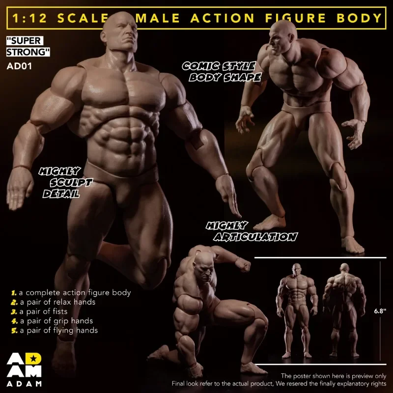 【In Stock】ADAM 1/12 Hyper-Articulated Comic Strong Male Body AD01 Second Edition Action Figure Gift Model