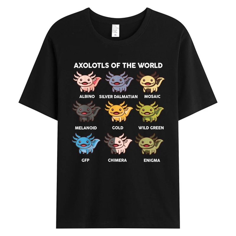 

Axolotls T-Shirt Axolotl Of World Tshirt Men's Cotton Fabric Graphic Fashion T-shirts For Men Oversize Tee Shirts Print Tshirts