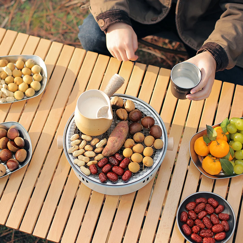 شواية فحم الشواء شواية فحم محمولة مع شبكة شواء مقلاة شواية باربيكيو متعددة الوظائف لفناء الحديقة الخارجية #2