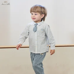 Dave Bella New Spring Kid Suit Boys' Long Sleeved Blue White Striped Top with Long Pants Set Children's Clothes DB1250695