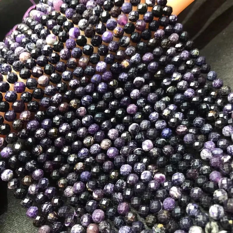 Sugilite black purple roundelle faceted 5-6mm  38cm  for DIY jewelry making  loose beads  FPPJ wholesale nature gemstone