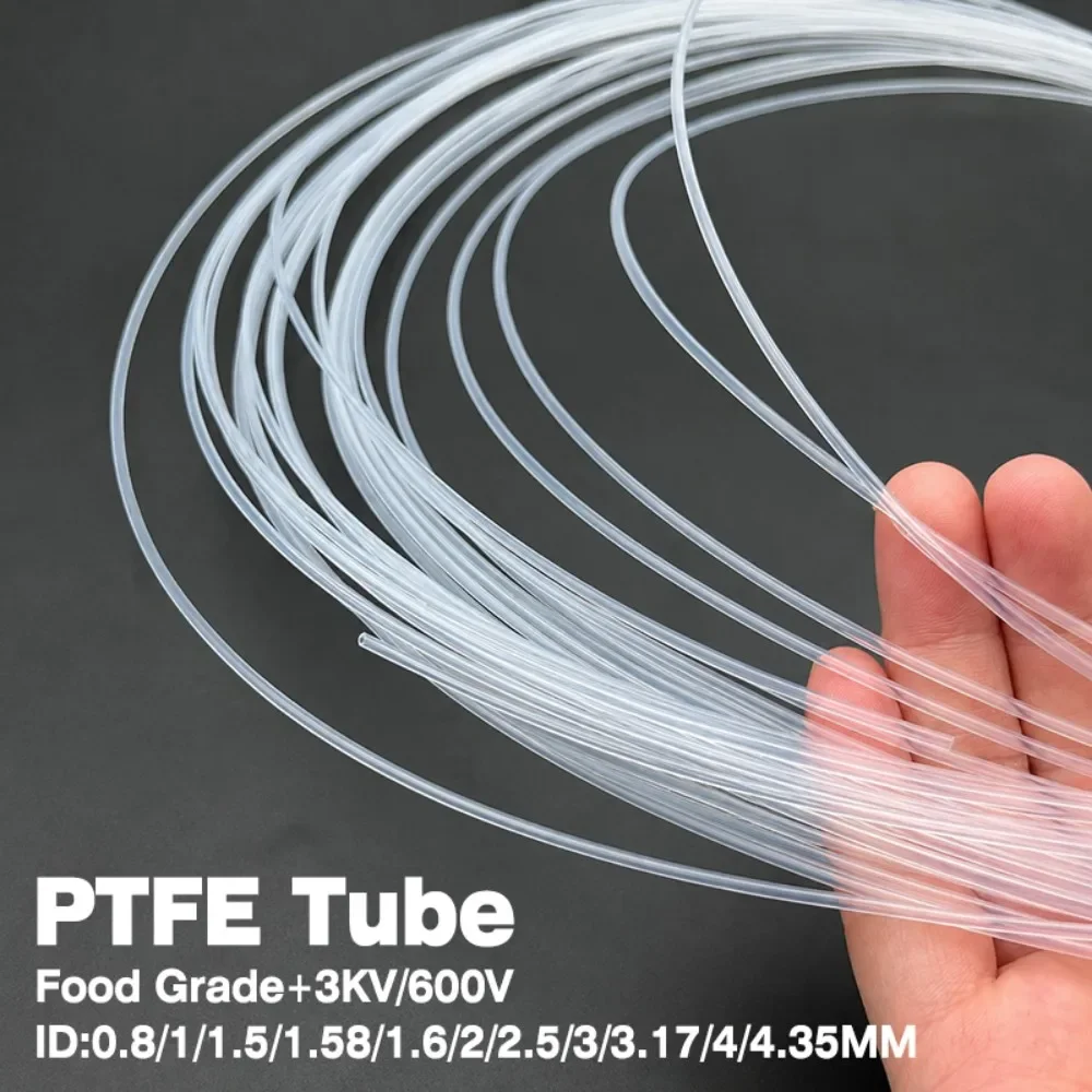 Transparent PTFE Tube Capillary ID 0.8-4.35mm Insulated Heat Protector Transmit Hose Rigid Temperature Corrosion Resistance 600V