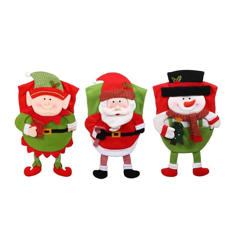 

Рождественские чехлы на стулья с Санта-Клаусом, красные чехлы на спинку рождественского стула в клетку Buffalo, Прямая поставка