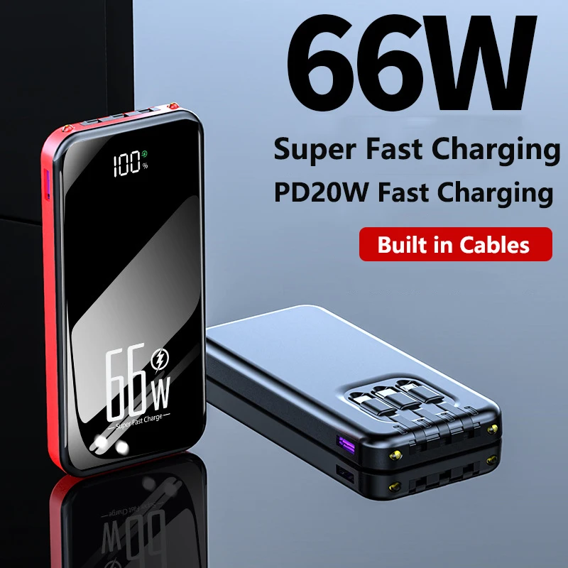 

66W Super Fast Charging Power Bank 20000mAh Portable Charger Powerbank for iPhone Samsung Huawei Xiaomi External Spare Battery