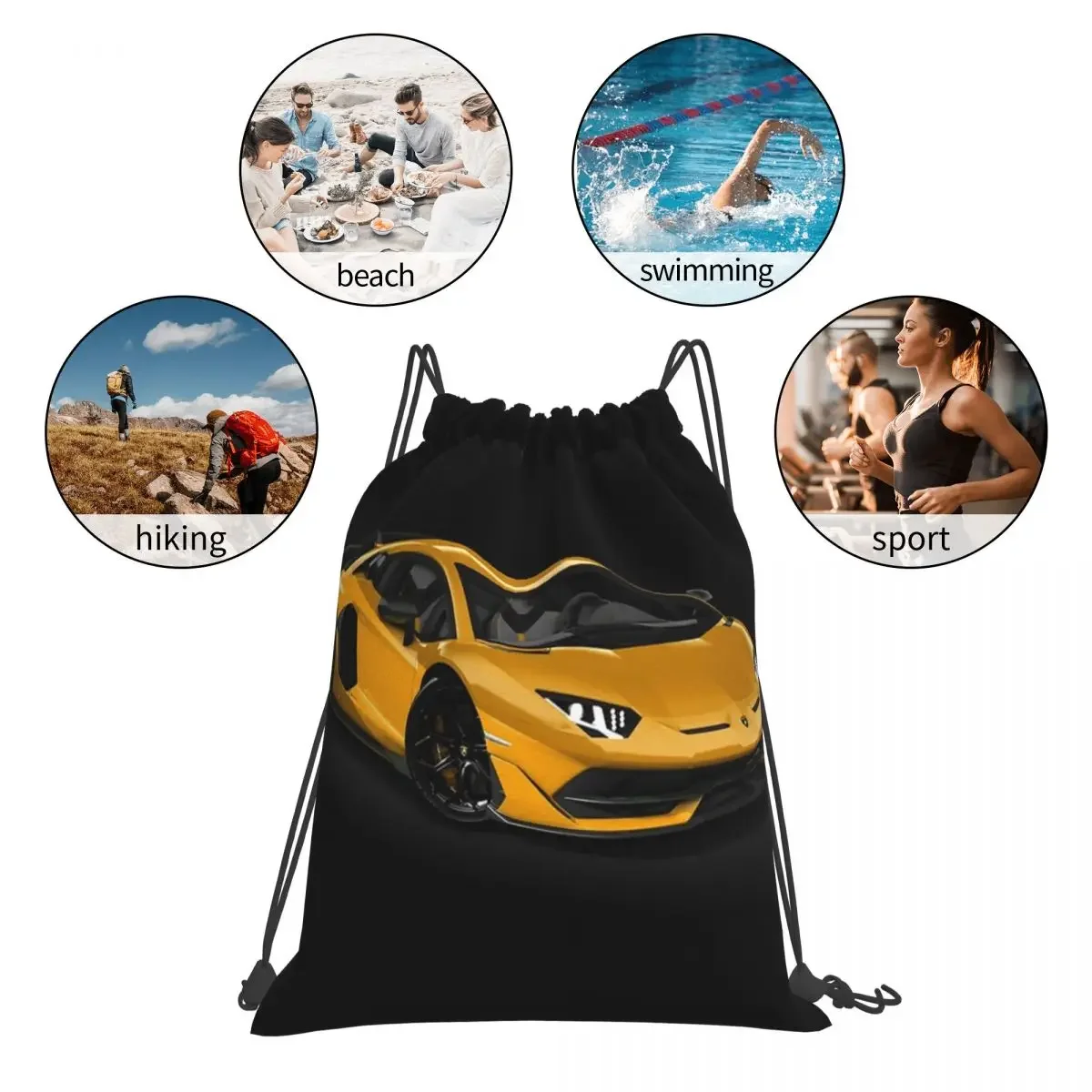 Sac à dos portable Lamborghini Aventador SVJ, sacs à cordon de proximité, sac de sport à poches groupées, sac à livres pour étudiants, hommes et femmes