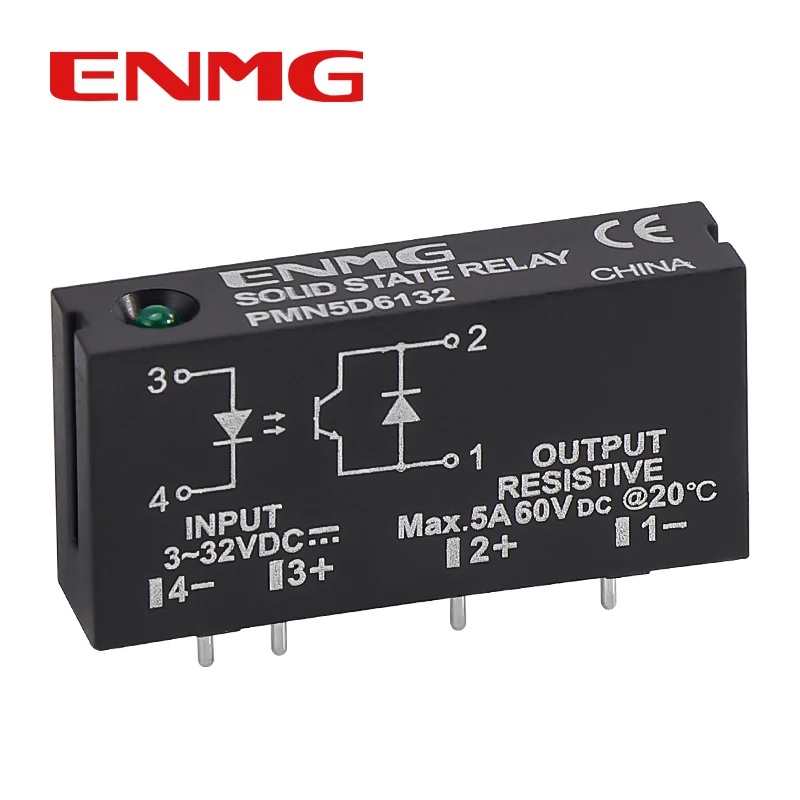 ENMG 24V Wide Voltage PCB-Mount Mini Solid State Relay PMN5D6132, DC-to-DC Control (3V/5V Compatible) Pin-Type Optical Isolation