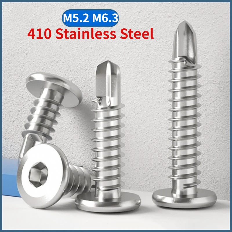 M5.2 M6.3 410 Stainless Steel Allen Hex Hexagon Socket Flat Head Self-tapping Screw Dovetail Guardrail Screw For Ironplate