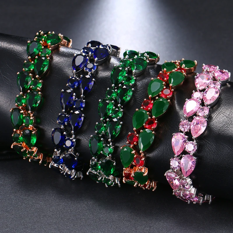 SUGO 2022 Summer Classic Retro Multi Color Choices Water Drop Zirconia Bracelets for Elegant Women Dinner Jewelry Accessories