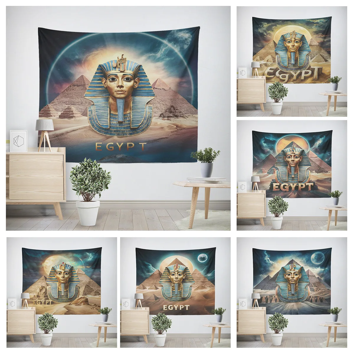 Home decoration modern room decor items wall tapestry aesthetic bedroom wall art large fabric ancient Egypt pharaoh retro