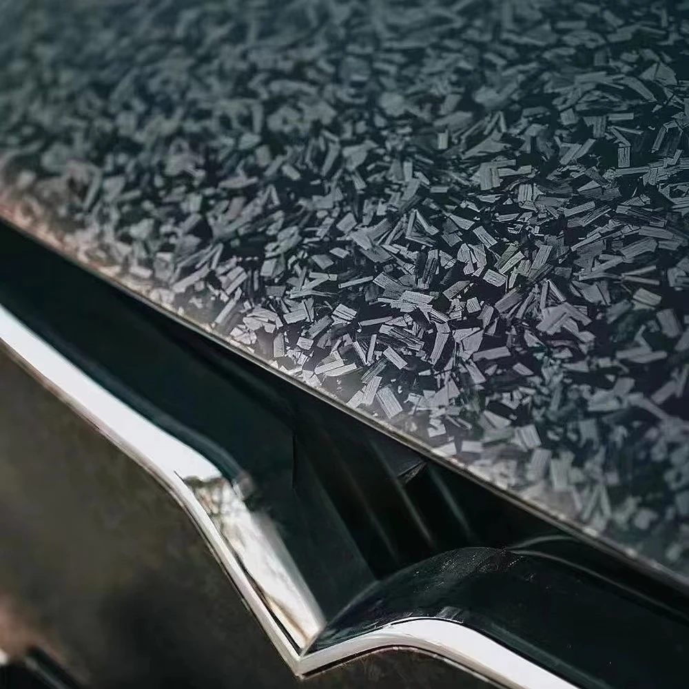 PVC Matte Forged Carbon Fiber Color Change Sticker Central Control Full Body Film Self Healing Interior Bright Black
