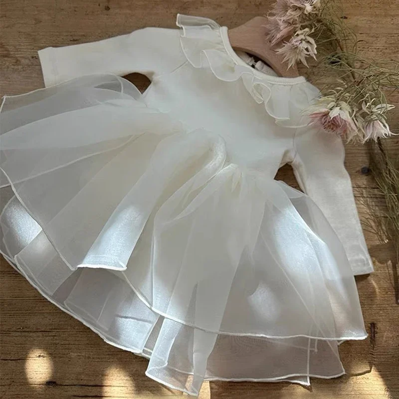 Vestido de fiesta de cumpleaños de manga larga para bebé, traje de princesa, vestidos de bautizo