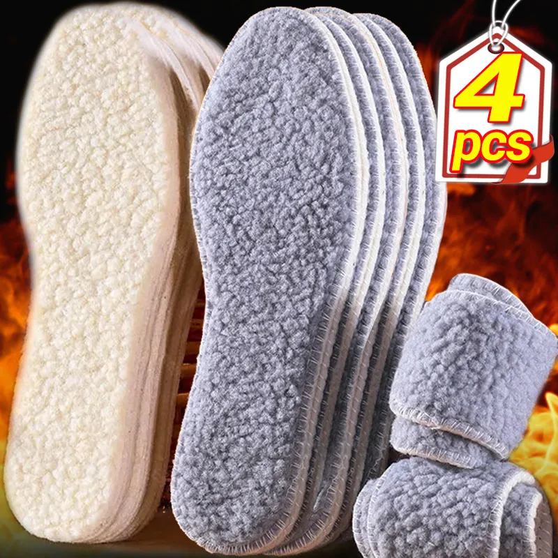 الشتاء الدافئة الصوف الأحذية النعال 1/2 أزواج سميكة جلد الخراف الكشمير أحذية قطنية منصات Coldproof مريحة الثلوج الأحذية نعل