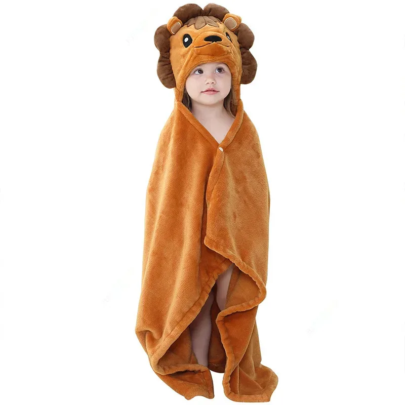 Cute Cartoon Little Yellow Duck Blanket Coral Velvet Hooded Bath Towel New Breathable Spring Baby's Newborn Swaddling Baby Scarf