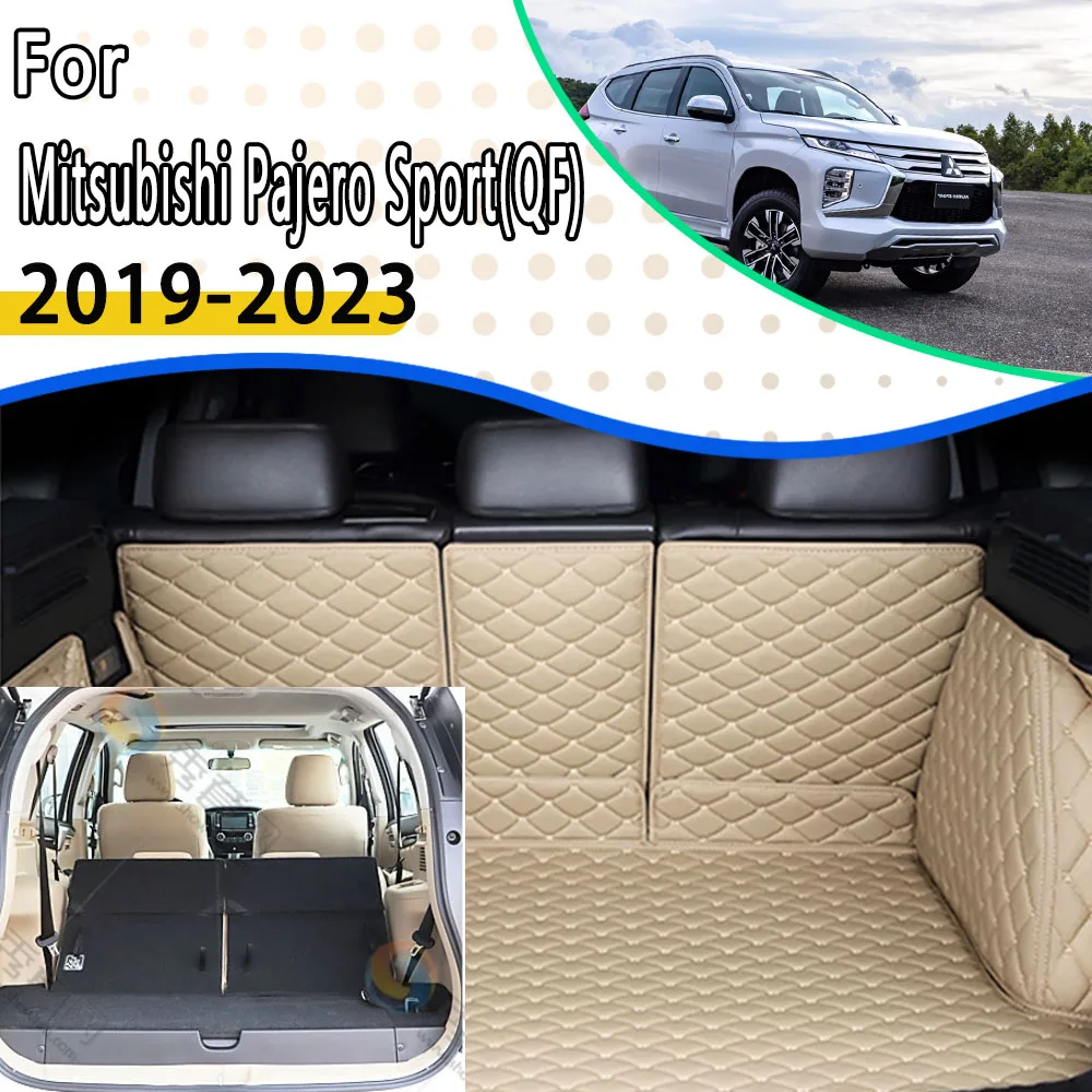 

Коврики для заднего багажника автомобиля Mitsubishi Pajero Montero Sport QF 2019 2020 2021 2022 2023, кожаные коврики для 5-местного багажника, автомобильные аксессуары