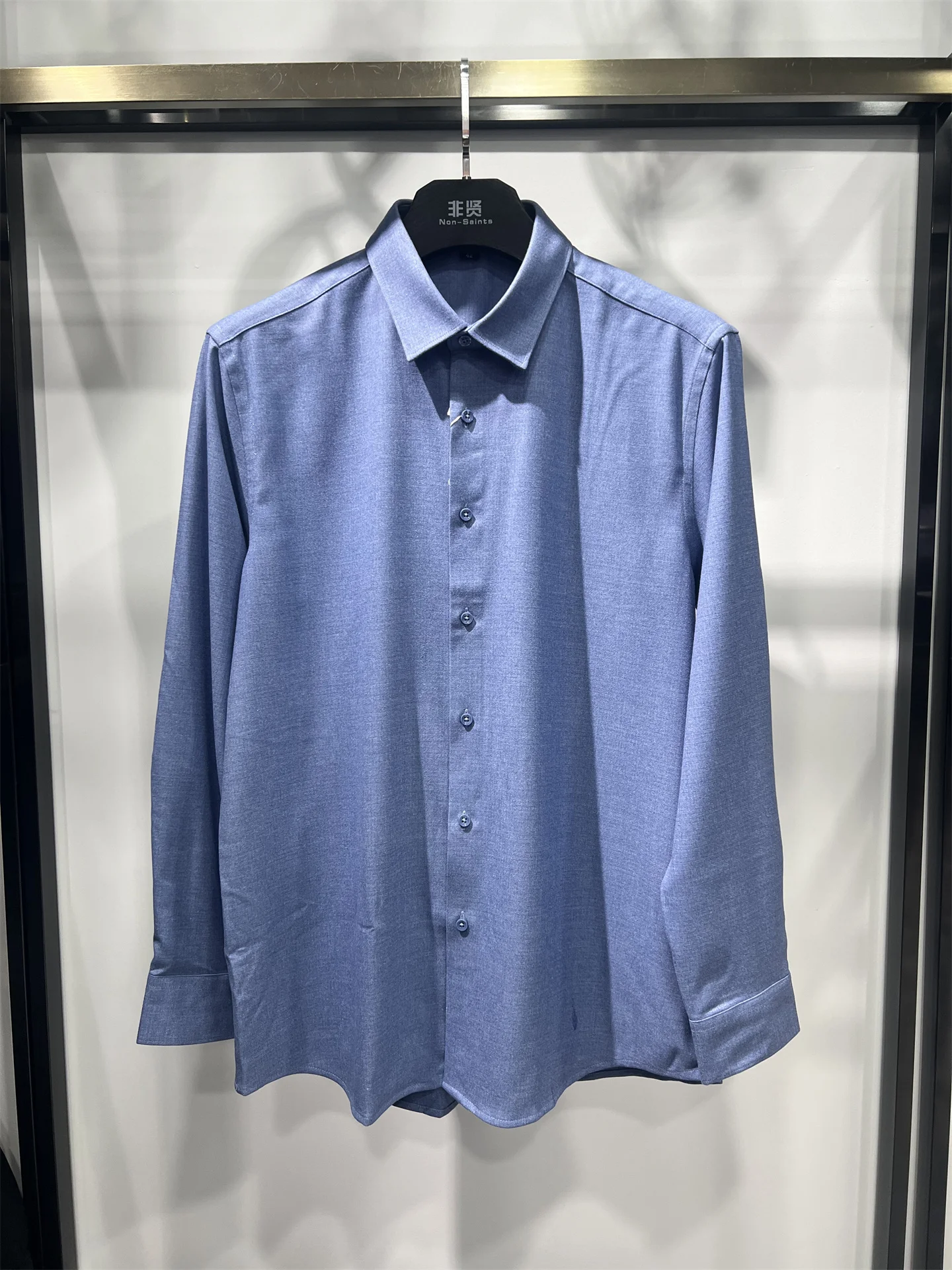 

High Quali Non-Saints Men's irt Thi Long Sve Casual Wool Blend Comfortable Stretchable Autumn Winter Blue Cotton Woo...