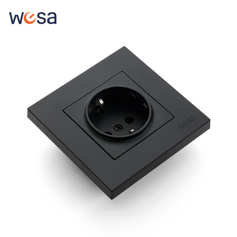 أسود كلاسيكي مآخذ الطاقة الجدار جزءا لا يتجزأ من التيار المتناوب لهب مع المنافذ الكهربائية الأرضية 250 فولت الطلاء المقابس البلاستيكية المقبس 250 فولت #1