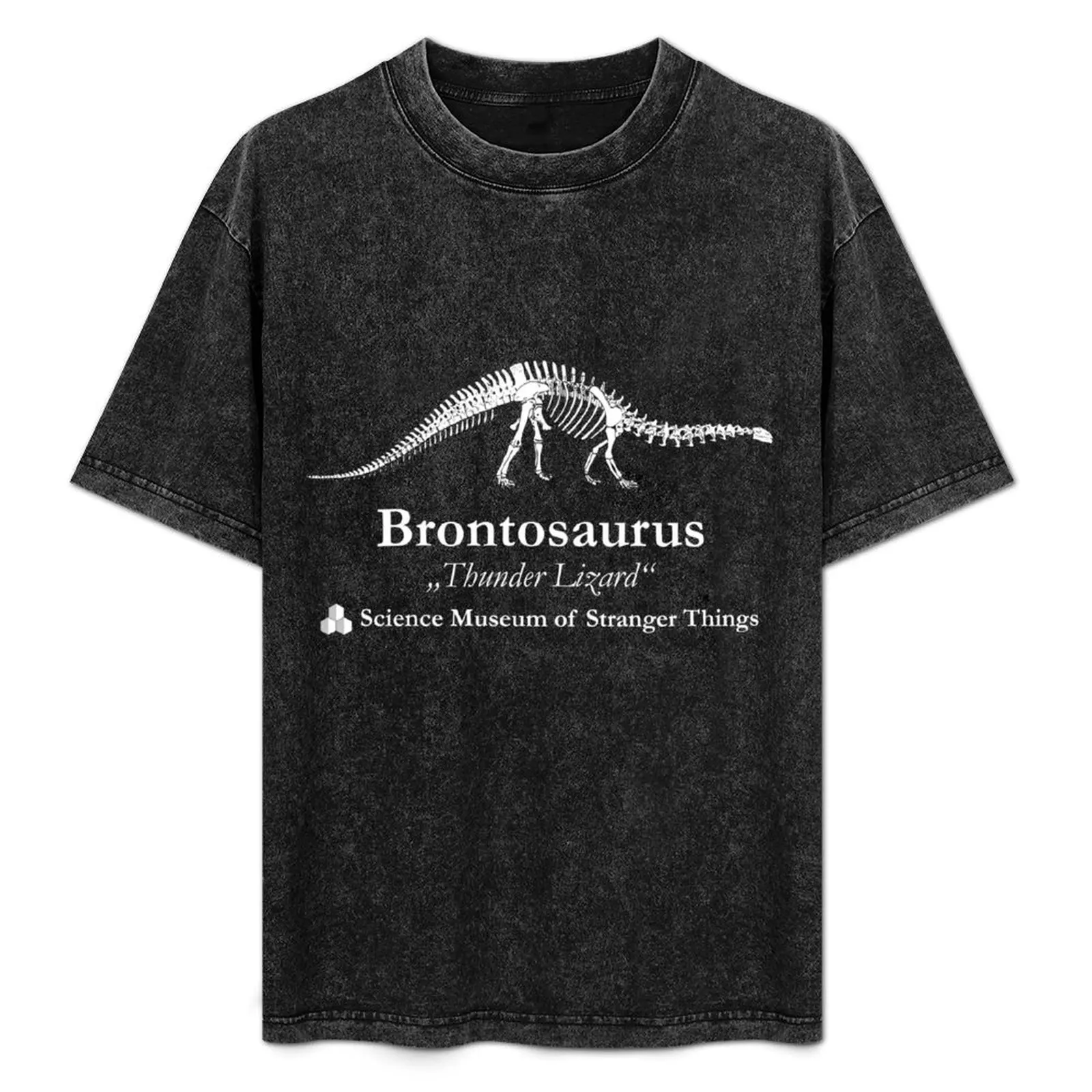 

Dustin's Brontosaurus Skeleton Thunder Lizard T-Shirt Simple Line Art Print Tee