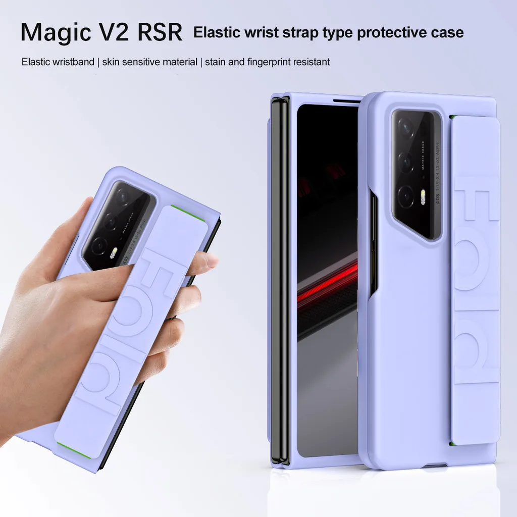Elastic Wristband For Honor Magic V2 RSR Porsche Design Hard PC Wrist Strap Soft Silicone Shockproof Phone Cover