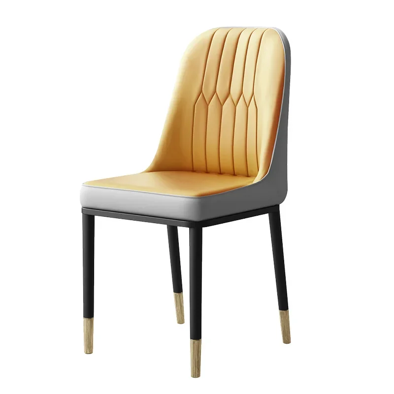 Nordic luxury armchair – metal & leather, living room furniture; fit for dining, leisure, computer use, stylish design