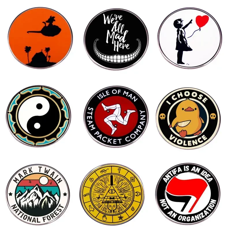 

Video Game Metal Enamel Pins Yin-Yang Bagua Runic Sign Lapel Badge Hoodie Backpack Hat Brooch Decorative Accessories