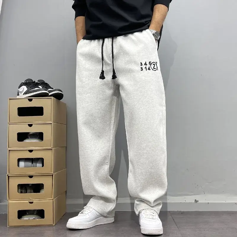 

Спортивные брюки свободного кроя серого цвета на шнурке, прямые, универсальные, новинка сезона весна-осень