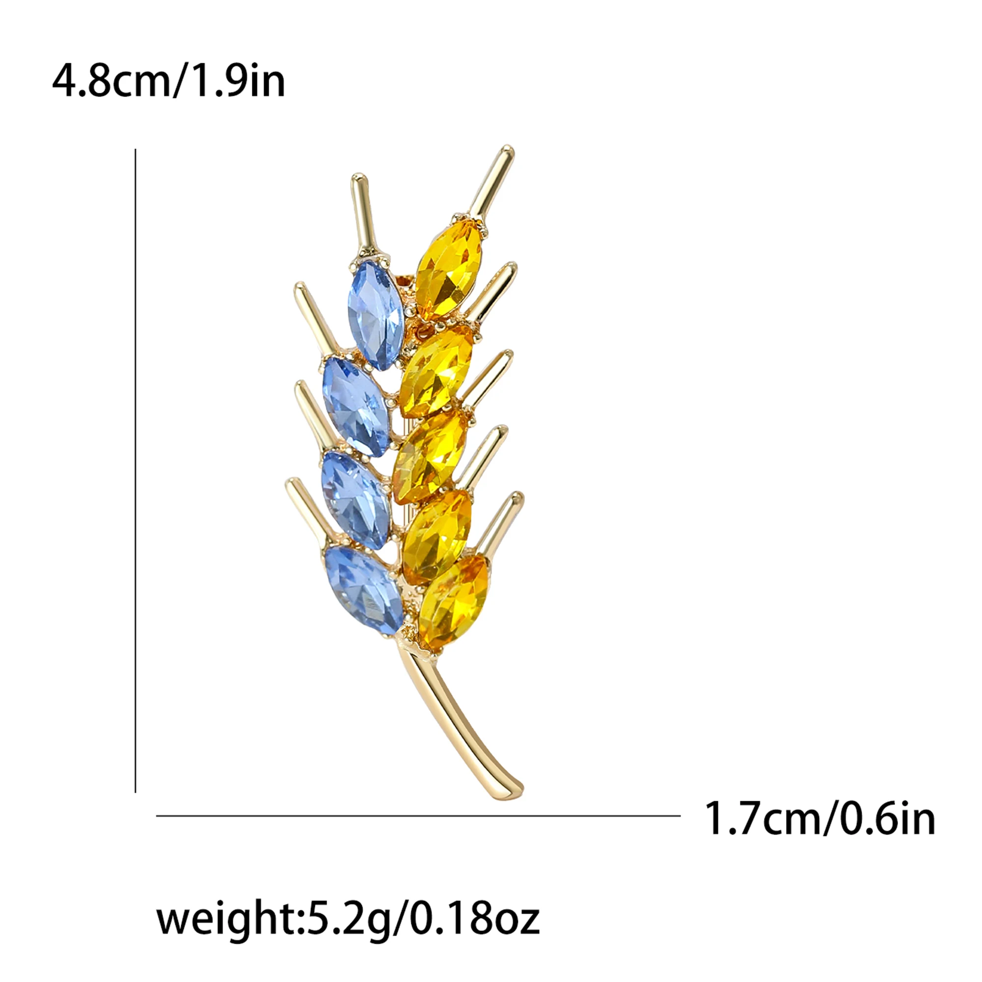 Broches de orelha de trigo strass para mulheres, alças de plantas unissex de 3 cores, estilo único, acessórios para festas de escritório, presentes para amigos