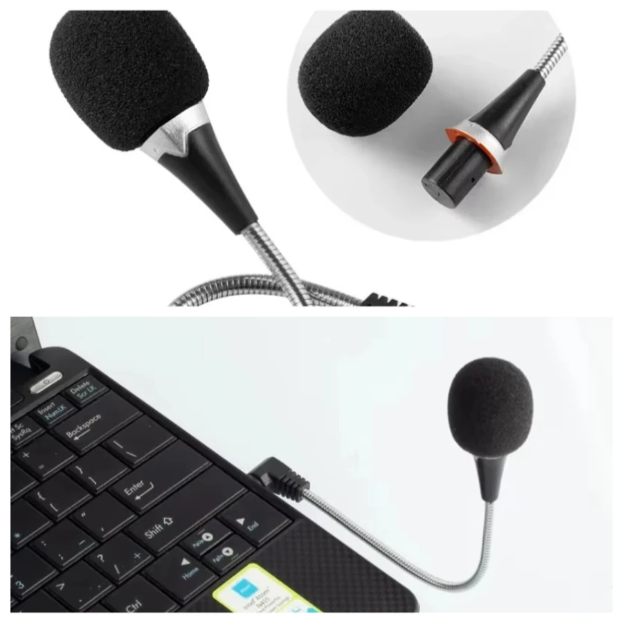 

200pcs Metal Flexible 3.5mm Jack Omnidirectional Microphone Mini Audio Mic Condenser Microphones for Laptop Notebook Sound Card