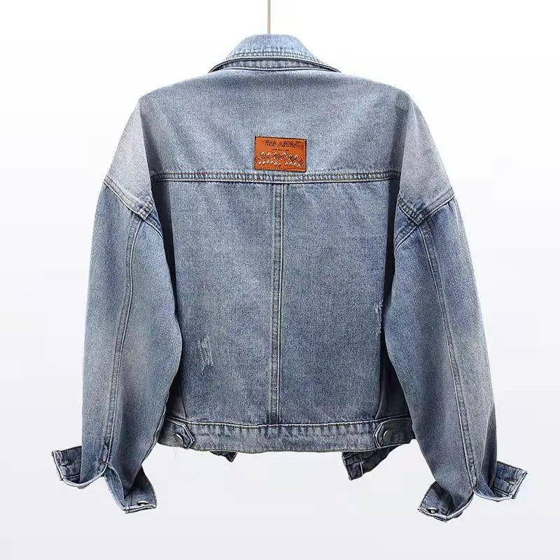 Spring And Autumn New Patch Long Sleeve Denim Jacket Women\'s Short Loose Korean Jacket Top Short