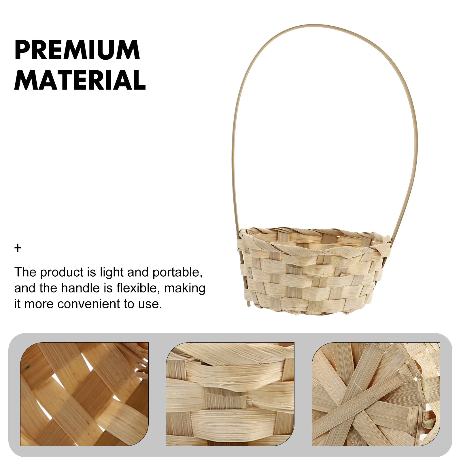 

4pcs Bamboo Woven Storage Basket Fruit Flower Holder Tote For Picnic Wedding Decor Vegetable Eggs Container