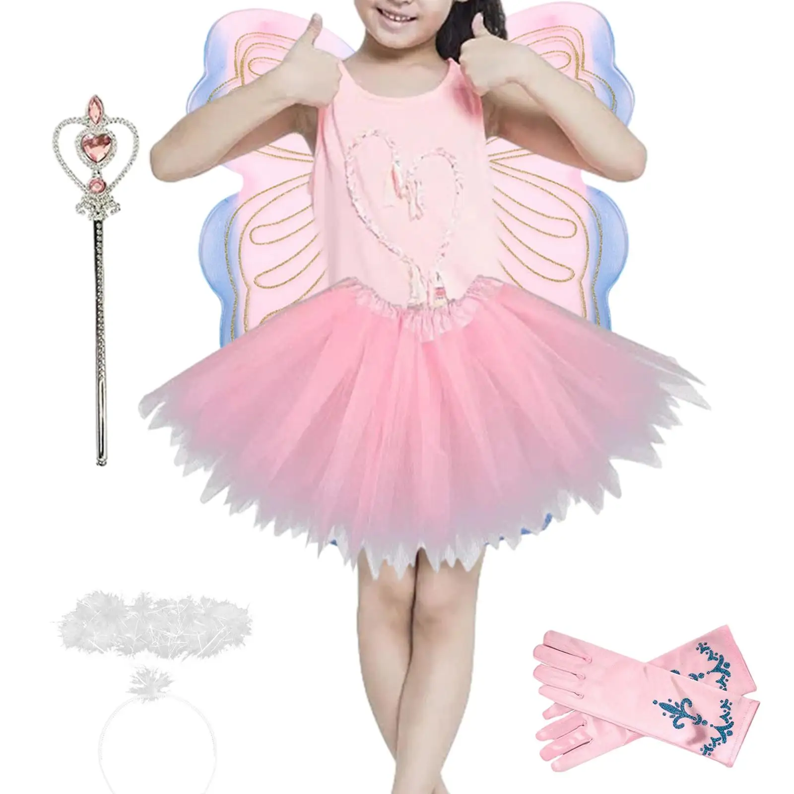 5 Pieces Girls Fairy Costume Fairy Princess Costume for Masquerade Role Play