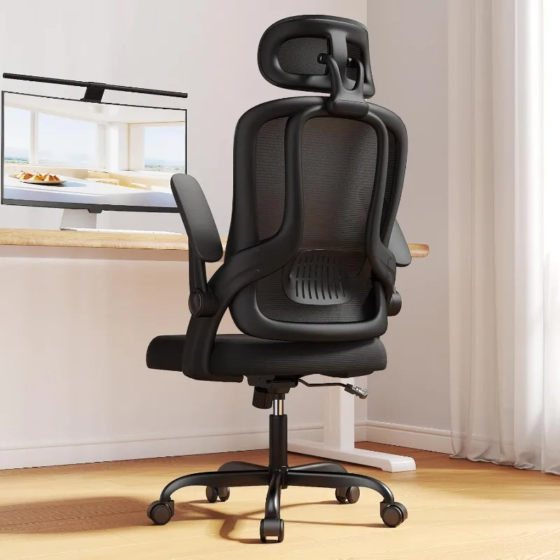 Silla de oficina en casa, silla de escritorio ergonómica con respaldo alto y reposabrazos 3D, soporte lumbar, silla de computadora de malla con ajustable.