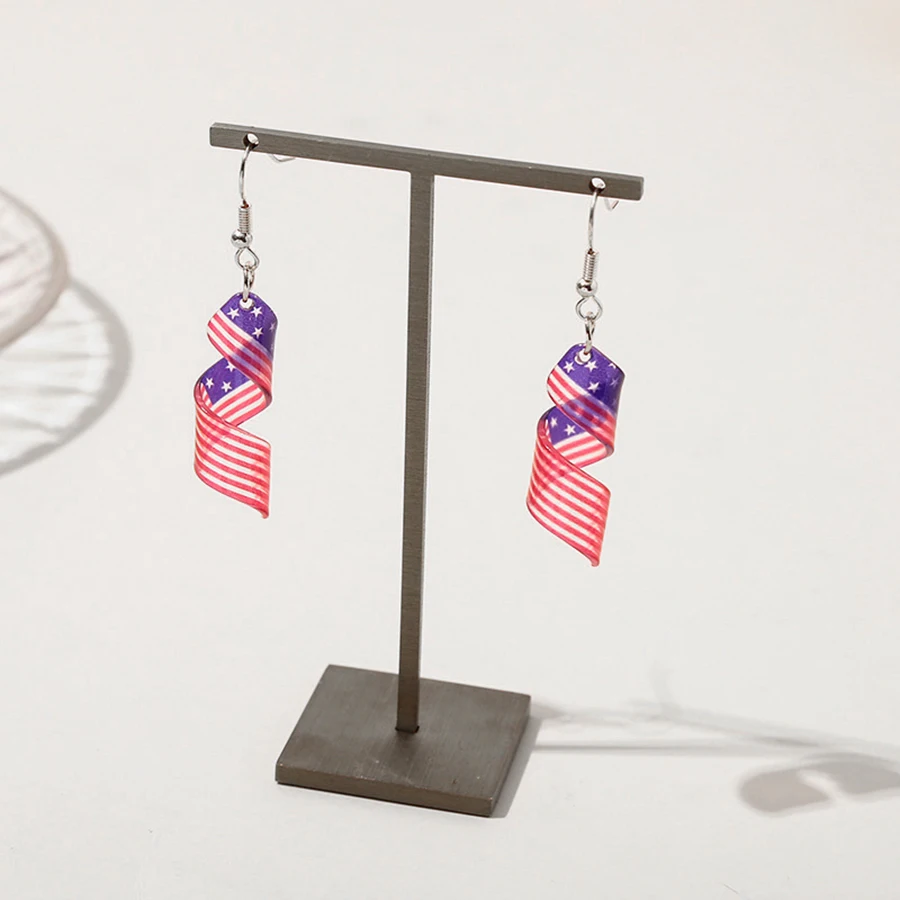 Spiral American Flag Earrings for Women Girls Lightweight Independence Day Drop Dangle Earring Jewelry