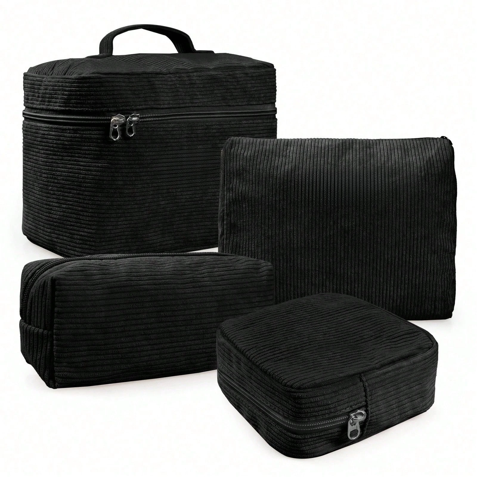 

4 Pcs Makeup Bag For Women Corduroy Cosmetic Bag Aesthetic Cute Bags Multi Size Purse Pouch Travel Toiletry Bag Set Makeup Organizer With Zipper