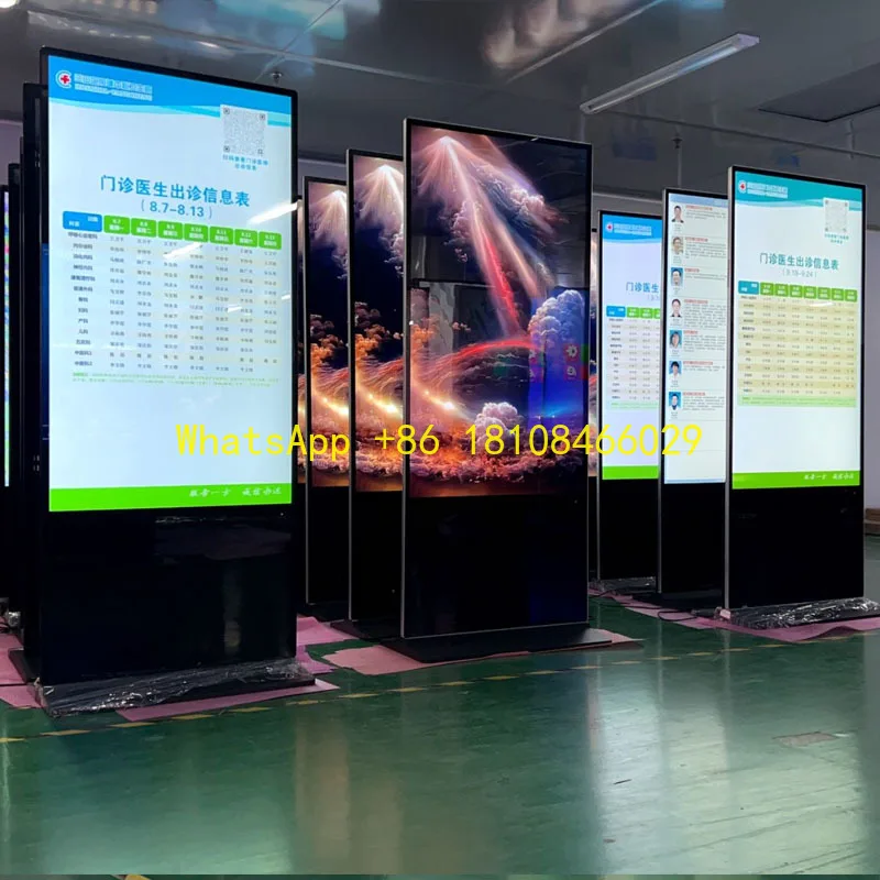 

Ultra thin screen billboard display window advertising panel exhibition kiosk with wheels for indoor sign