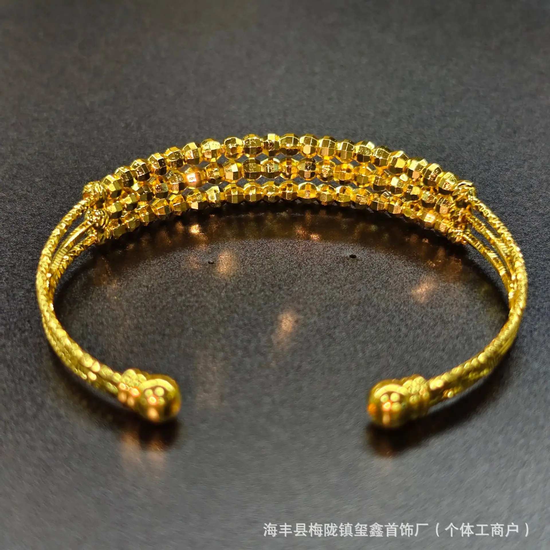 Luxury 24K 9999 Pure Gold real gold Women's Dubai Middle East Bracelet Hollow Mesh Laser Beaded Bracelet