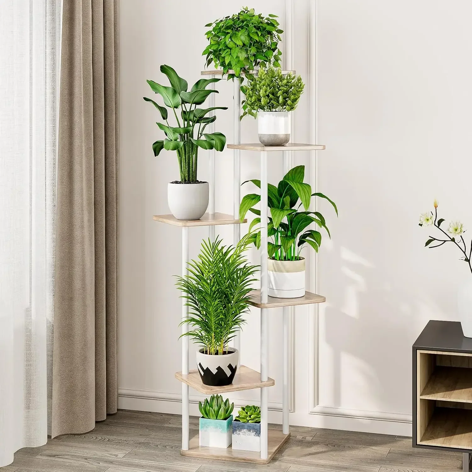 Plant Stand 6 Tier Indoor Metal Flower Shelf for Multiple Plants Corner Tall Flower Holders