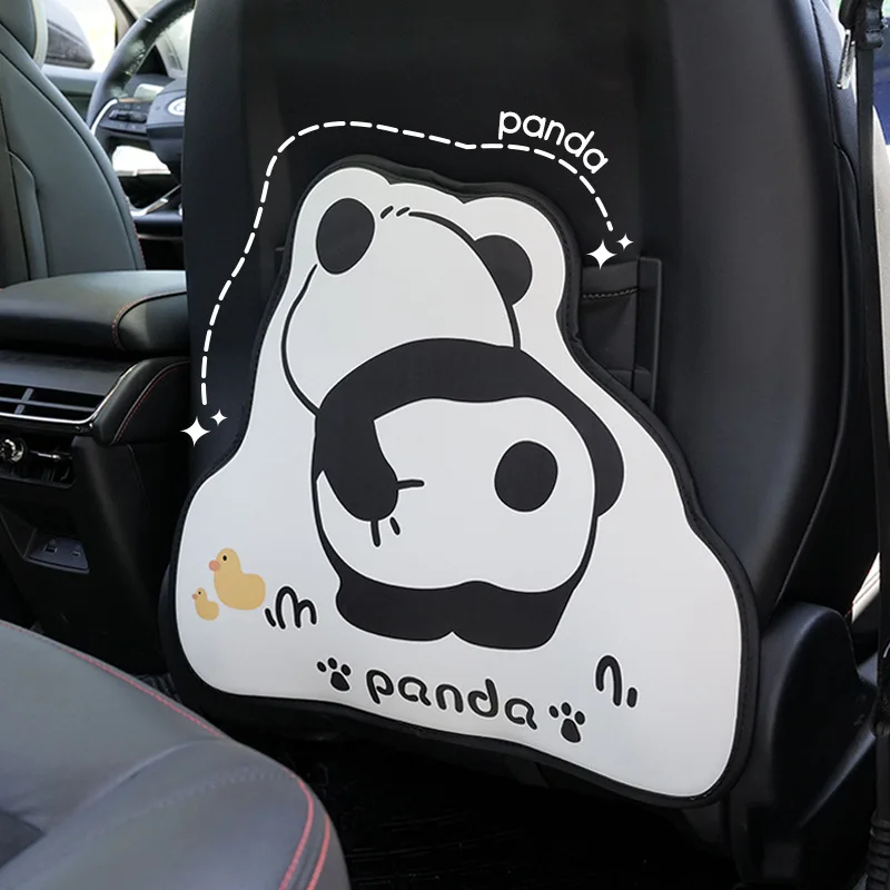 Leather Dirt-resistant and Wear-resistant Car Seat Anti-kick Pad Original Three-dimensional Cartoon Panda Car Back Protection Pa