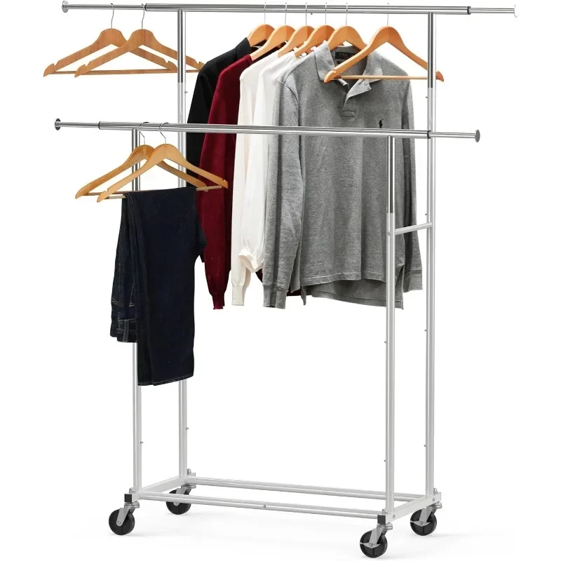 Standard Double Rod Garment Rack, Silver